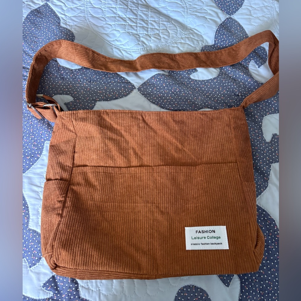 **3 for 20**   NWOT Zip up cross body corduroy tote bag
